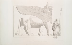 Geflügelter menschenköpfiger Löwe aus Nimrud [Kalhu], 1849 von Austen Henry Layard