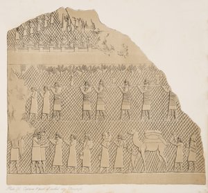 Gefangene und ein Teil der ummauerten Stadt (Kouyunjik), Illustration aus Denkmäler von Ninive, 1858 von Austen Henry Layard