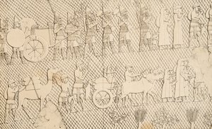 Detail von Gefangenen und Beute aus der Stadt Lachich, Illustration aus Denkmäler von Ninive, 1858
