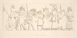 Der König empfängt Gefangene, aus Denkmäler von Ninive, veröffentlicht 1849