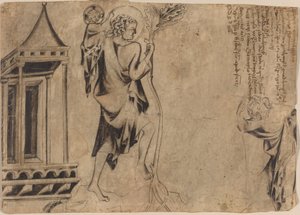 Ein Ädikula mit zwei Studien des heiligen Christophorus