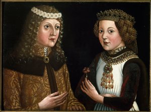 Porträt von Ladislaus Posthumus, König von Böhmen, Ungarn und Kroatien, mit seiner Verlobten Magdalena von Valois von Austrian School