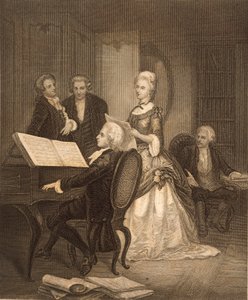 Wolfgang Amadeus Mozart begleitet Caterina Maddalena Giuseppa (Gravur) von Austrian School