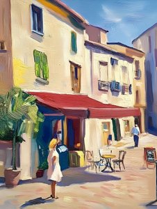 Charmantes europäisches Café auf der Straße von Avanesova Elena
