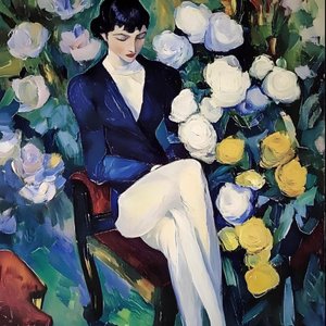 Elegante Frau im Garten
