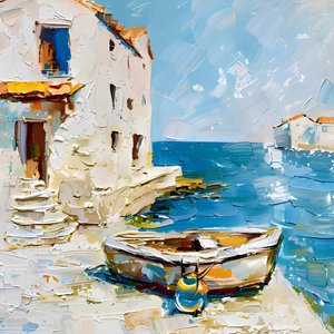 Mediterranes Hafenboot von Avanesova Elena