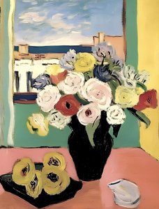 Lebendige Blumen Stadt-Meerblick von Avanesova Elena