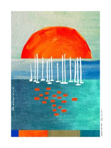 Abstraktes Sonnenuntergangs-Seestück von Awol Art Alex