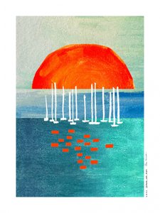 Orange Sonne Segelboote