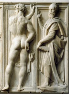 Prophet und Ignudo Flachrelief aus Marmor von Baccio Bandinelli von Baccio Bandinelli