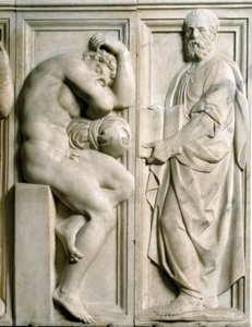 Prophet und Ignudo Flachrelief aus Marmor von Baccio Bandinelli (1493-1560)