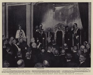 Die Eröffnung des norwegischen Storthing, Prinz Gustav Adolf leistet den Treueeid von Balliol (after) Salmon