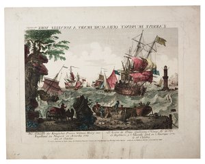 Die Ankunft von Prinz William Henry in New York, ca. 1781 (handkolorierter Stich)