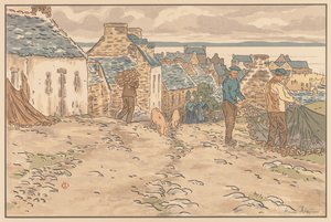 Die schöne Landschaft in der Bretagne: Straße in Tréboul