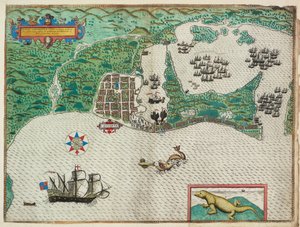Karte von Cartagena von Baptista Boazio