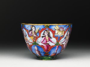 Schüssel mit Deckel, Untertasse und Löffel mit astrologischer Dekoration, frühes 19. Jh.