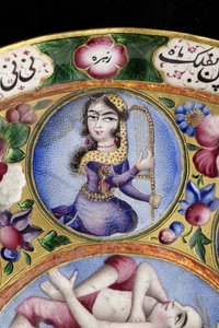Gedeckelte Schale, Untertasse und Löffel mit astrologischer Dekoration, frühes 19. Jahrhundert