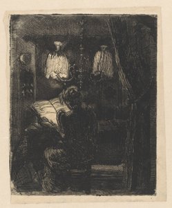 Sientje Mesdag-van Houten liest am Tisch von Barbara Elisabeth van Houten