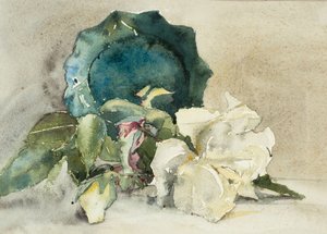 Blumen und umgekippter Topf