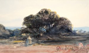 Landschaft: Kiefer und kleiner Turm von Barbara Leigh Smith Bodichon