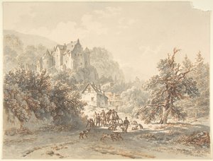 Landschaft mit einer Jagdgesellschaft von Barend Cornelis Koekkoek