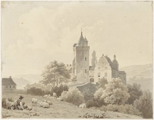 Ruhender Hirte bei Schloss Lansberg von Barend Cornelis Koekkoek