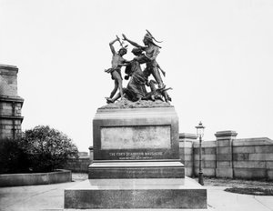 Fort Dearborn Massaker Denkmal an der Calumet Street und 18th Avenue, Chicago, Illinois, USA, um 1900