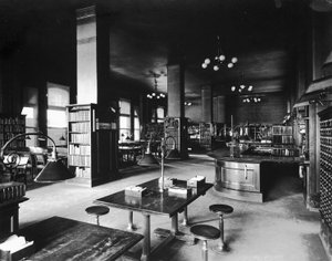 John Crerar Bibliothek, Chicago, Illinois, USA, ca. 1900 (s/w Foto) von Barnes and Crosby