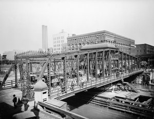 Madison Street Bridge, Chicago, Illinois, USA, ca. 1905 (s/w Foto)