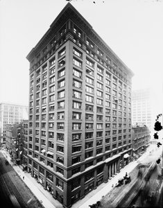 Marquette-Gebäude, Chicago, Illinois, USA, ca. 1900 (s/w Foto) von Barnes and Crosby