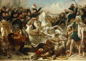 Ägyptische Expedition (1798-1801): Napoleon Bonaparte hält eine Ansprache vor der Schlacht bei den Pyramiden, 21. Juli