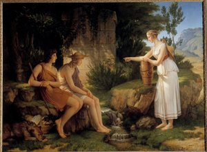Die Hirten am Grab von Amyntas, Illustration der „Idyllen“ von Salomon Gessner von Baron Pierre Narcisse Guerin