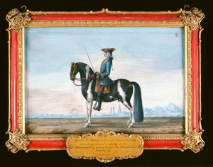 Nr. 8 Ein Schecke und Reiter, von der Spanischen Hofreitschule, das Pferd gehörte dem verstorbenen Prinzen von Schwarzenberg, Stallmeister von Kaiser Karl VI.