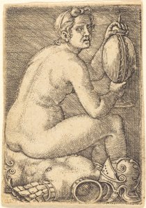 Nackte Frau auf einer Rüstung (Prudentia?) von Barthel Beham