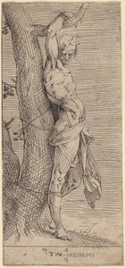 Der heilige Sebastian, an einen Baum gebunden von Bartholomaeus Spranger