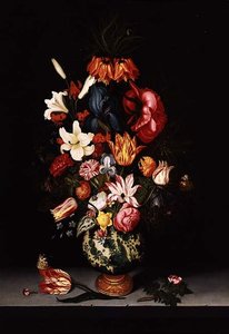 Stillleben mit Blumen auf einem Steinsims von Bartholomeus Assteyn