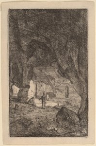 Grotte mit Mönchen von Bartholomeus Breenbergh