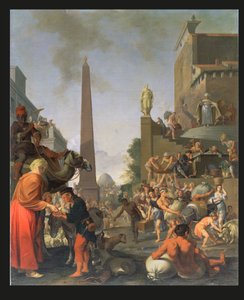 Joseph verteilt Korn in Ägypten, 1655