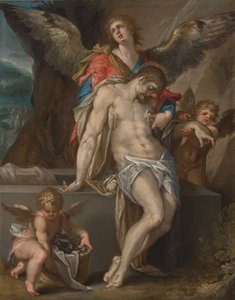 Der Leib Christi von Engeln getragen von Bartholomeus Spranger