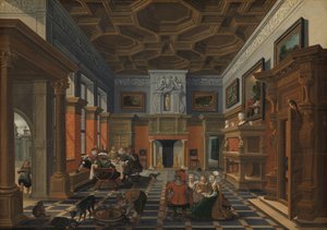 Interieur mit einer Gesellschaft