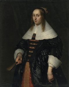 Porträt einer Frau in schwarzer Atlasrobe von Bartholomeus van der Helst