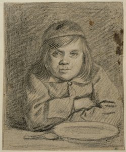 Junge mit verschränkten Armen an einem Tisch von Bartholomeus van der Helst