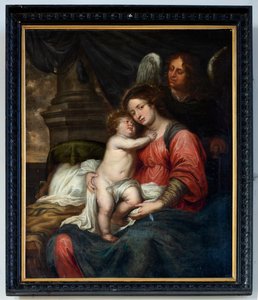Pfarrkirche (Parochiekerk Sint-Andreas, Beerlegem). Unsere Liebe Frau mit Kind. von Bartolomé Esteban Murillo