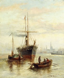 Eine Hafenszene mit Blick auf Venedig von Bartolomeo Bezzi
