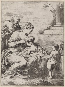 Die Heilige Familie mit dem Heiligen Johannes von Bartolomeo Biscaino