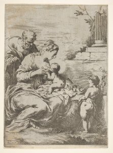Die Heilige Familie mit dem kleinen Johannes dem Täufer, 1650-57 von Bartolomeo Biscaino