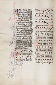 Missale: Fol. 111v, enthält einige Musikstücke als Teil der Palmsonntagsliturgie, 1469