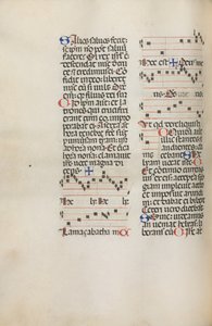 Missale: Fol. 121v: enthält Musik für Hely Hely Lama usw. innerhalb der St. Mattion Passion, 1469 von Bartolomeo Caporali
