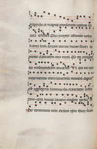 Missale: Fol. 153v: Musik für Exultet, 1469 von Bartolomeo Caporali