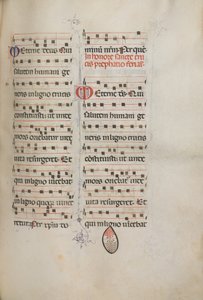 Missale: Fol. 182: Musik für verschiedene gewöhnliche Gebete, 1469